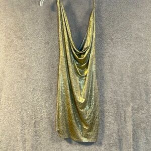 Gold dress with back out & side slits